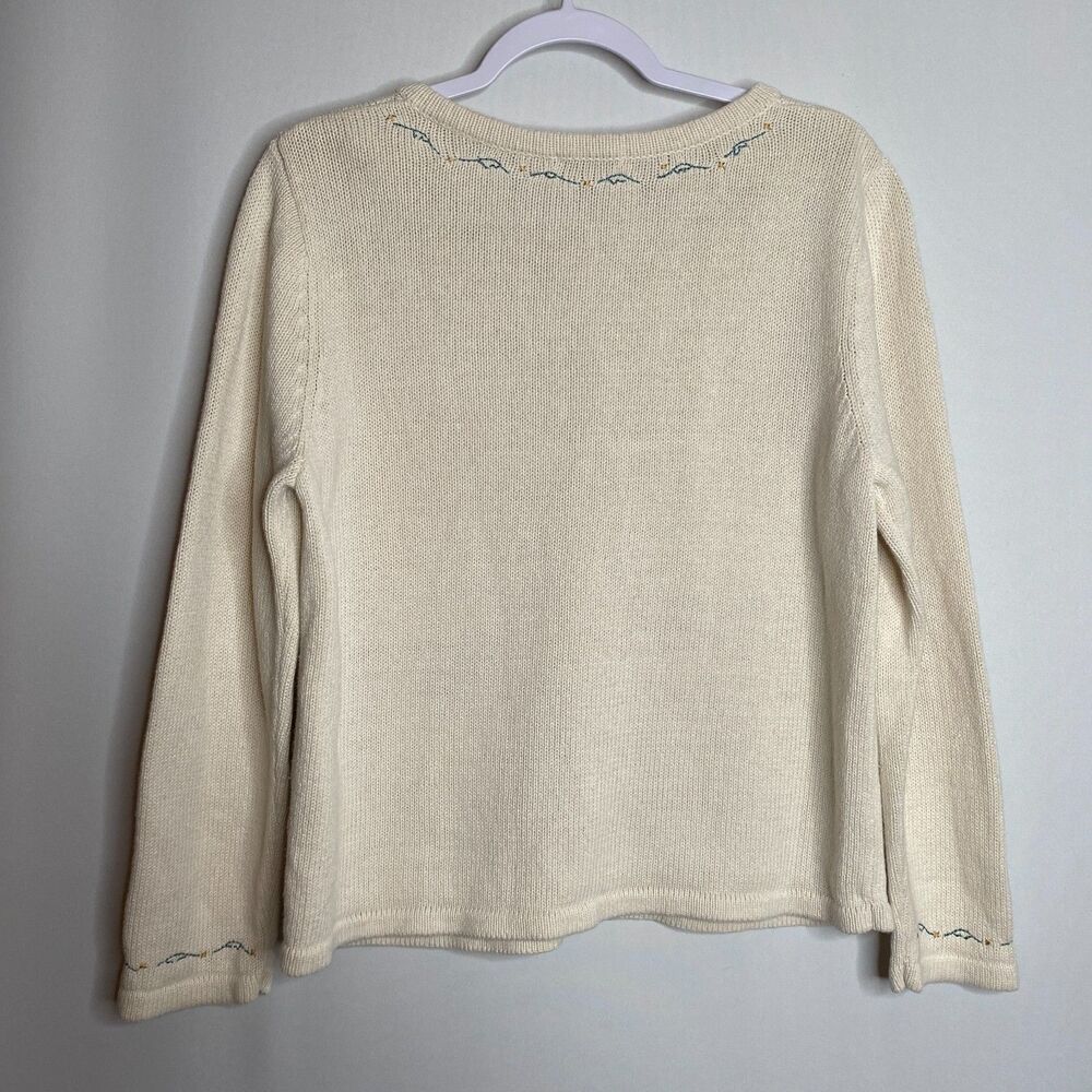Christopher & Banks Winter Forest Cabin Full Button Sweater Cardigan Size L - Picture 2 of 14